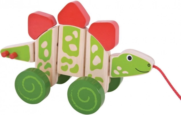 Húzható fa dinoszaurusz stegosaurus Bigjigs Baby