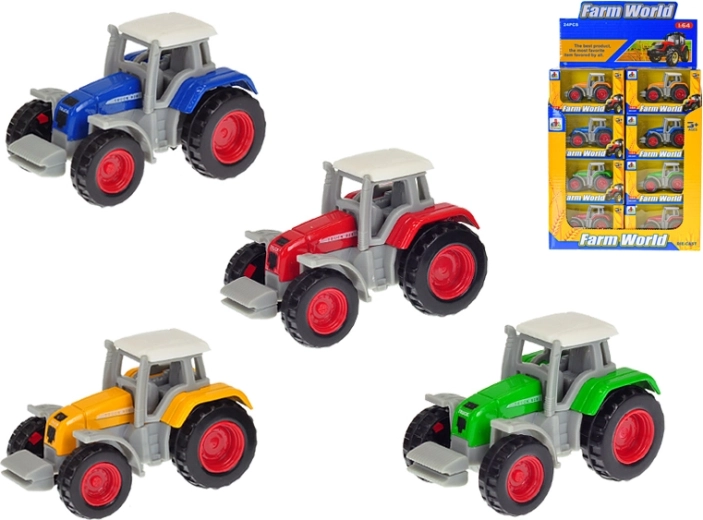 Fém traktor 1:64 méretarányban, 7 cm