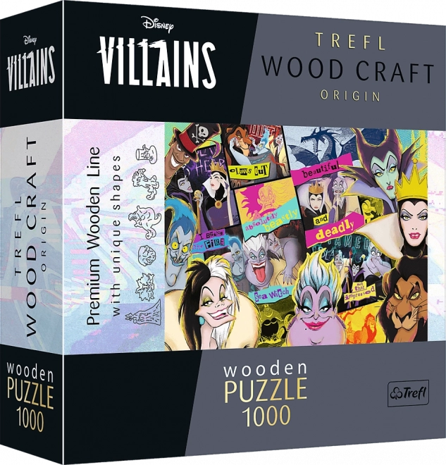 TREFL Wood Craft Origin Disney: Gonosztevők találkozása 1000 darabos fa puzzle