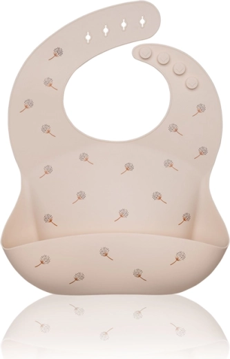 Petite&Mars szilikon előke Sam Beige Dandelion