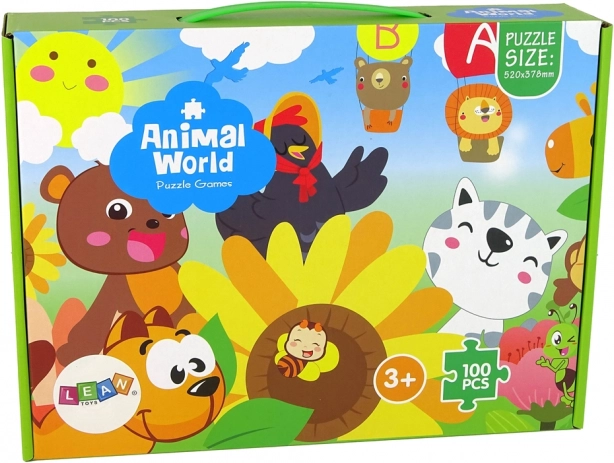 Állatos motívummal ellátott gyermek puzzle, 100 darabos