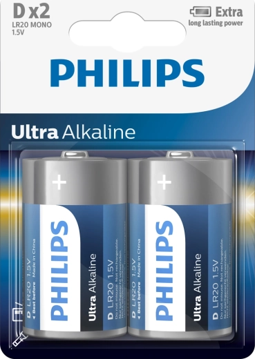 Philips Ultra Alkaline D (LR20) elemek, 1,5 V – 2 db