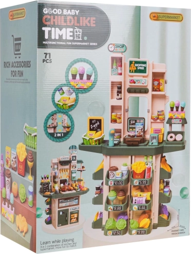 Gyerek szupermarket fény- és hangfunkciókkal + kiegészítők