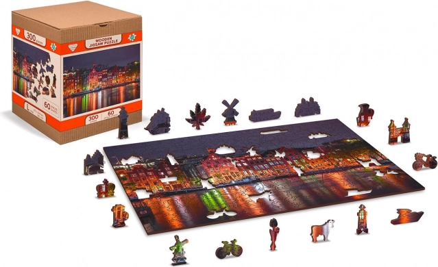 Fa puzzle Éjszakai Amszterdam