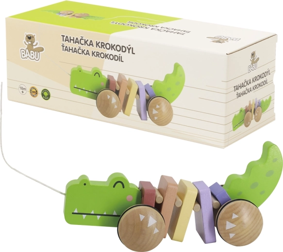 Babu húzható fa krokodil zsinóron