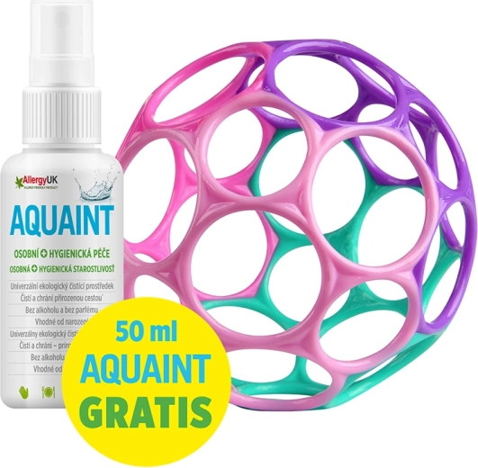 Oball Classic gyermek labda 10 cm rózsaszín‑lila + Aquaint ökológiai tisztító víz 50 ml