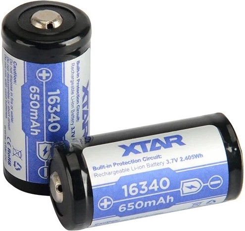 XTAR akkumulátor 16340 (R-CR123) Li-ion 3,7 V 650 mAh védelemmel – 1 db