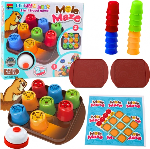 Mole Maze 2 az 1-ben játék – Gyors poharak és Amőba