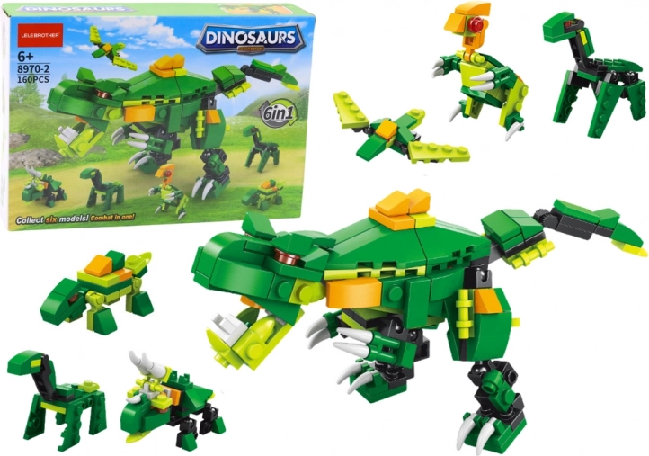 Dínó építőkockák 6 az 1-ben Dinosaur DIY készlet, 160 darab.