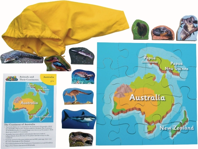 Fa kirakós Ausztrália és állatai 16 darabbal és 10 állattal
