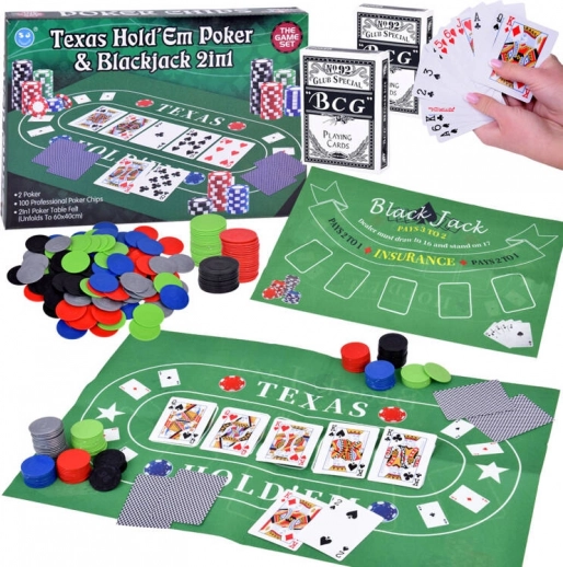 Kártyajáték Póker és Blackjack 2 az 1-ben Készlet