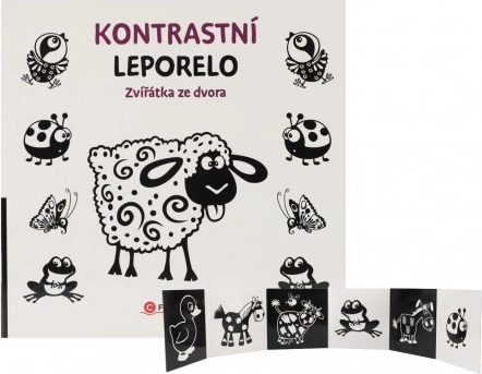 kontrasztos leporelló udvari állatokkal 15,5 × 15 cm újszülötteknek