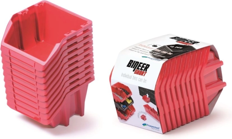 10 darabos Bineer Short tárolódoboz-készlet, 180 × 98 × 118 mm, piros