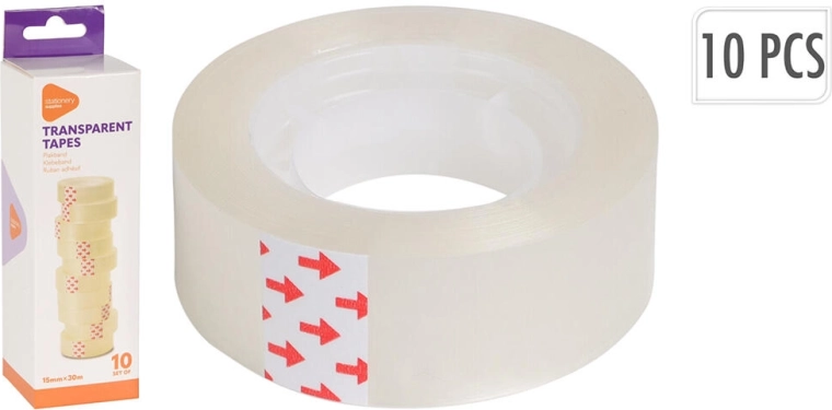 Átlátszó ragasztószalag 15 mm × 30 m, 10 db-os csomag