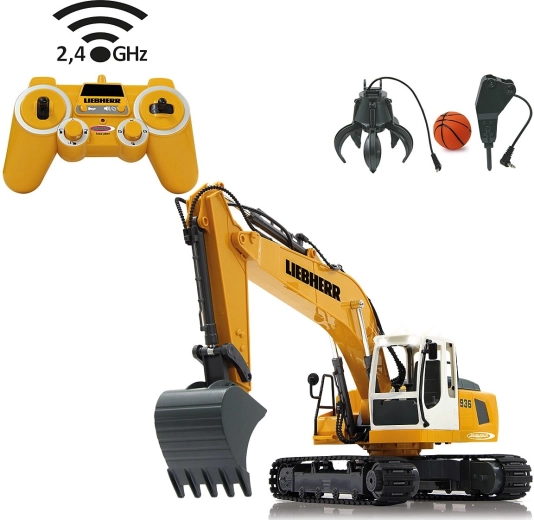 Jamara licencelt lánctalpas kotrógép Liebherr R 936 RC 1:20 2,4 GHz, markolóval és bontókalapáccsal