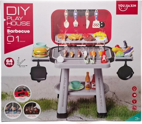 Gyerek kerti grill világítással és vízgőz effektussal (64 db-os)