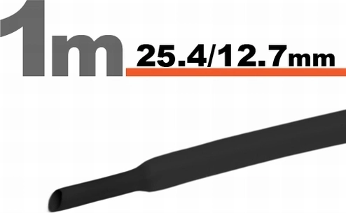 Fekete zsugorcső 25,4 / 12,7 mm