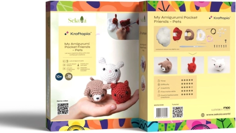 3 aranyos amigurumi állatka egy készletben