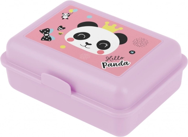 Rózsaszín uzsonnásdoboz Hello Panda motívummal