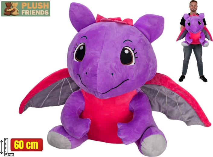 Plush Friends lila plüss sárkány 60 cm, ülő