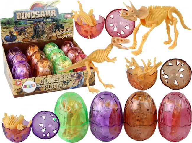 Nyitható dinoszaurusztojás csontvázzal – 9 cm, 4 szín