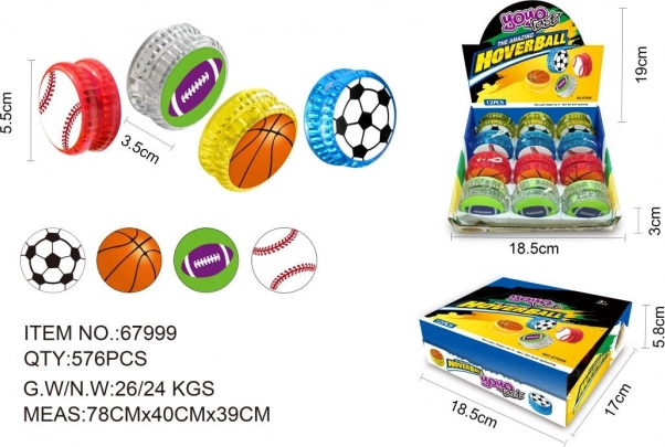 Sportmotívumos jojólabda világító effektekkel 5,5 cm