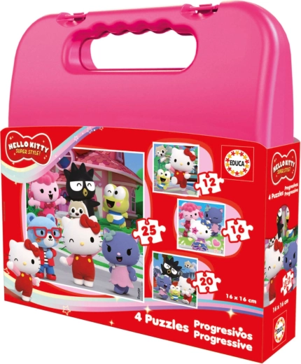 Educa progresszív puzzle bőröndben Hello Kitty 4 az 1-ben (12–25 darabos)