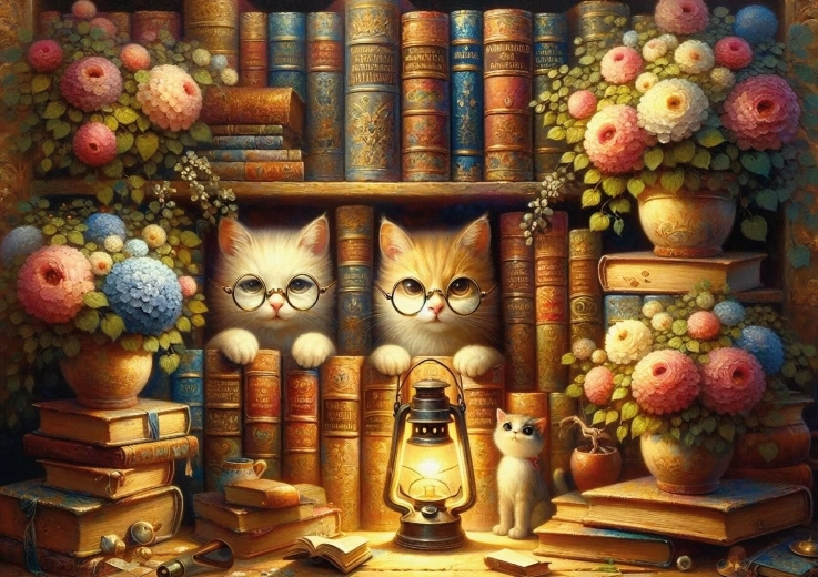 Puzzle Macskás könyvtár 260 darabos
