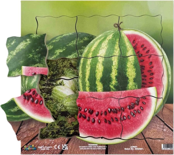 Just Jigsaws görögdinnye és vegetatív növekedési szakaszai – rétegezett fa puzzle, 19 darab