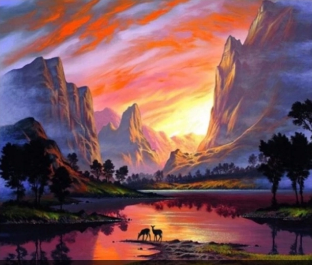 Gyémántszemes festés Hegyek 30 × 40 cm