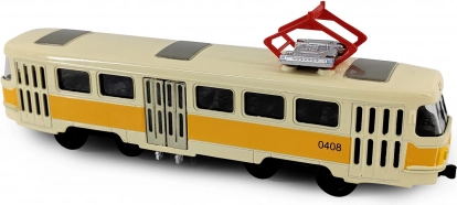 Fém cseh retro T3 villamos 16 cm fénnyel és hanggal