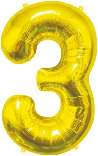 Arany színű fólia lufi 3-as szám, 85 cm