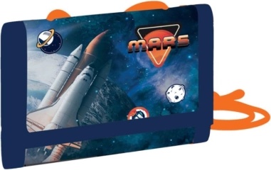 Gyerek textil pénztárca Space nyakpánttal, tépőzárral