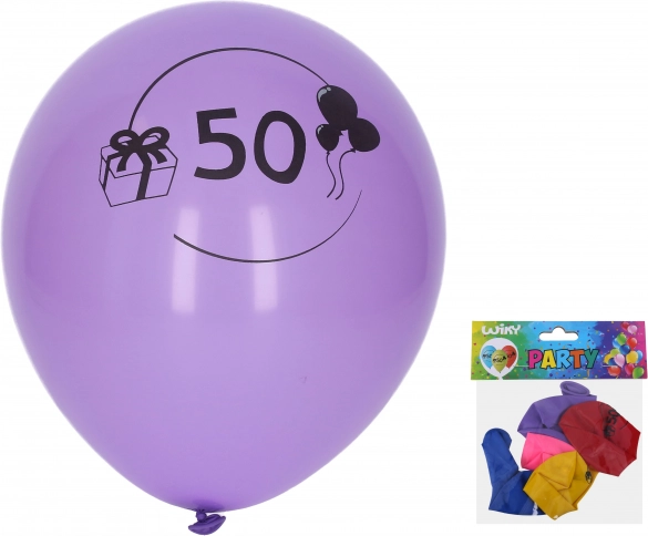 30 cm-es léggömbök 50-es számmal, színmix – 5 darabos készlet