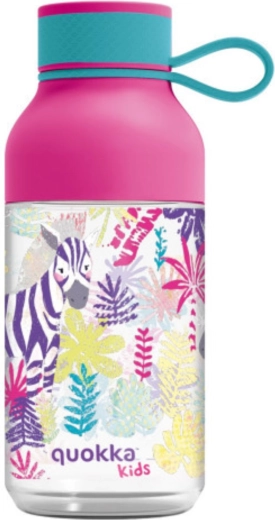 Tritan gyermekpalack Quokka Kids Ice zebrák, pánttal 430 ml
