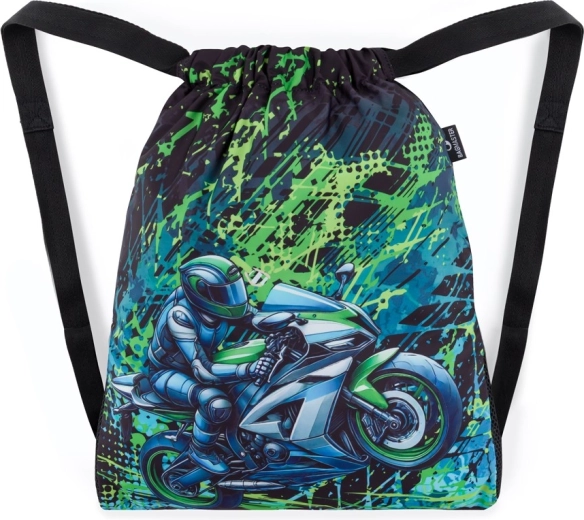Bagmaster iskolai tornazsák váltócipőhöz és testneveléshez, motoros mintával