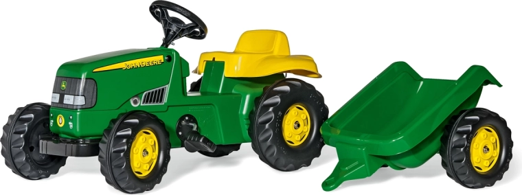 Rolly Kid John Deere pedálos traktor utánfutóval, zöld