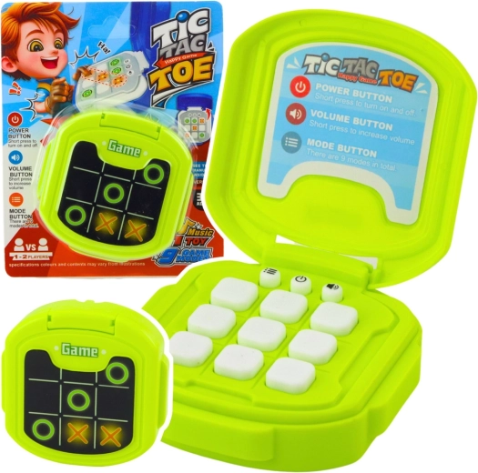 Elektronikus TIC TAC TOE amőba játék, 9 üzemmód, zöld
