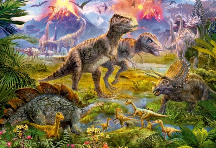 500 darabos puzzle, dinoszauruszok találkozása