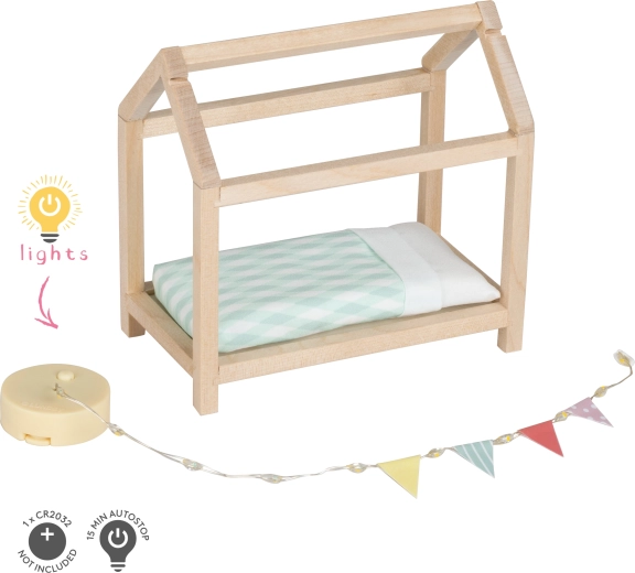 Lundby faház alakú faágy világítással babaházhoz