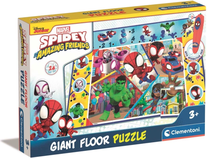 CLEMENTONI Padlópuzzle interaktív tollal – Spidey és csodálatos barátai, 24 darab
