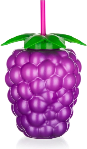 Műanyag szeder alakú szívószálas palack, 880 ml