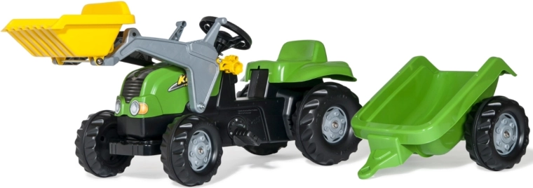 Rolly Toys rollyKid-X pedálos traktor homlokrakodóval és utánfutóval, zöld
