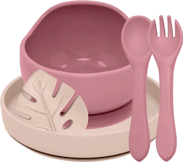 Petite&Mars étkező szilikon szett take&match dusty rose – desert sand 6 hó+ (4 db)