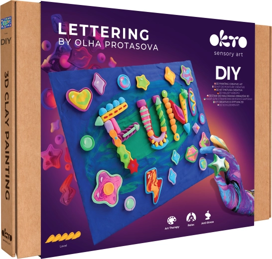 Okto Lettering művész készlet gyurmával festéshez Fun 30 × 40 cm
