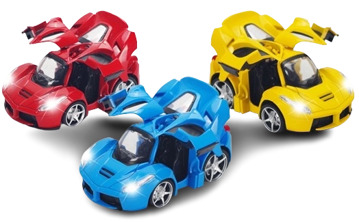 Fém autó 1:32 hátrahúzós mechanikával, fénnyel és hanggal