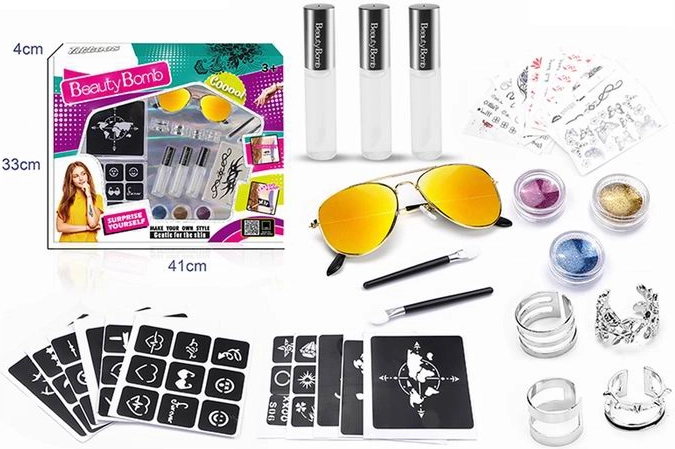 BEAUTY BOMB ideiglenes tetoválás készlet szemüveggel