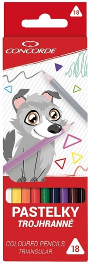 CONCORDE háromszögletű színes ceruzák, 18 szín