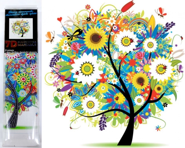 7D gyémántfestés – virágzó fa 30 × 30 cm