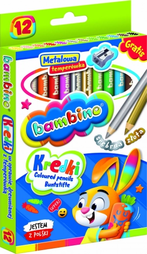 Bambino kerek pasztellkréták 12 szín hegyezővel